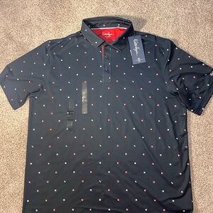 Walter Hagen Men's Black Polo with Red and White Accents
